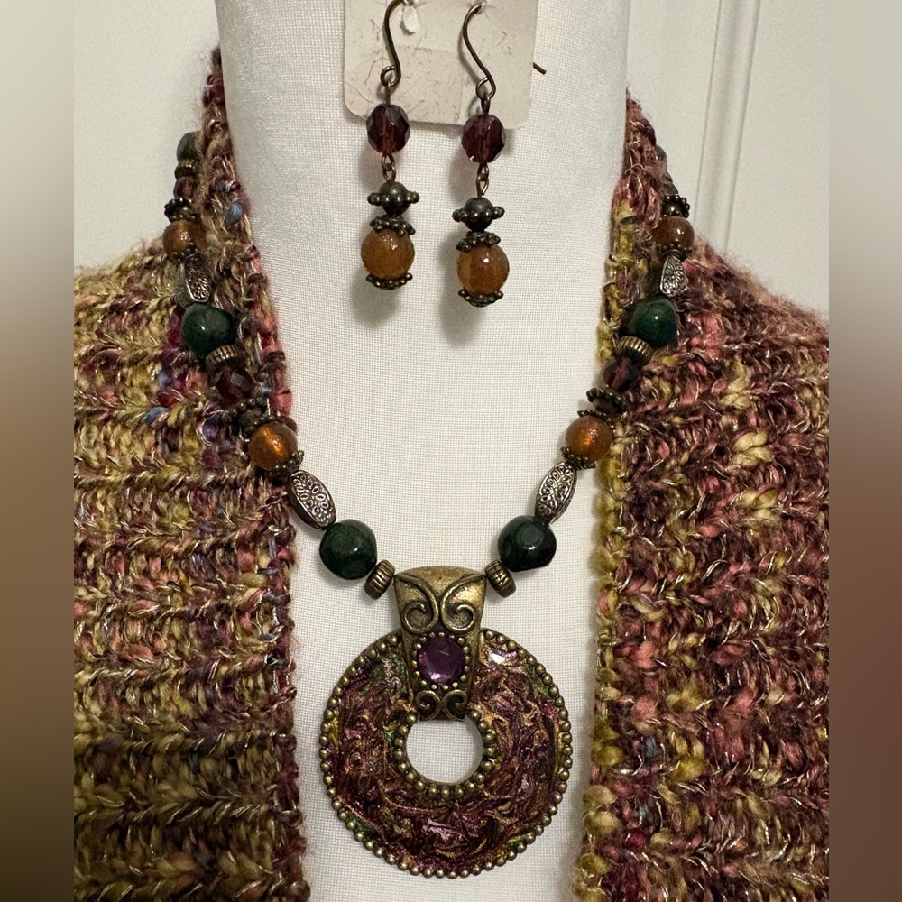 Chico’s Matching Necklace and Earring Set. 
Bohemian style Multicolor.